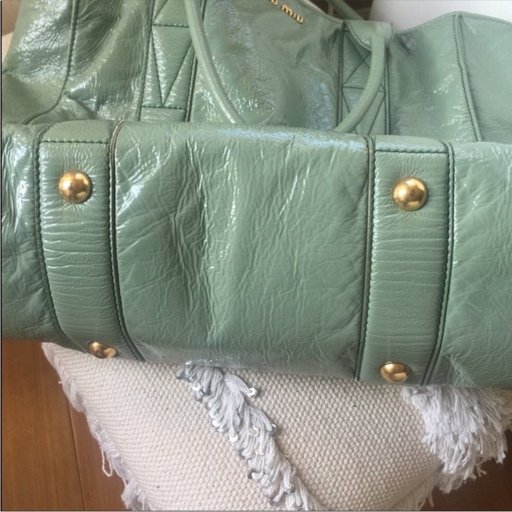 Miu Miu Seafoam Green Patent Tote Bag - Picture 2 of 8
